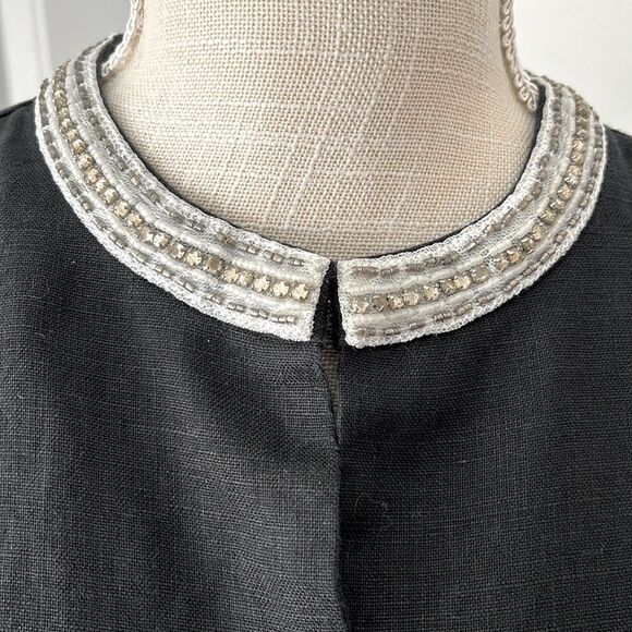 Tommy Bahama Lux Linen Embellishments Elegant Black Women's Short Jacket NWT - Picture 4 of 12